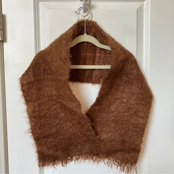 Vintage 50s 60s Simpsons Heather-Brae Mohair Wool Brown Scarf - Picture 2 of 6